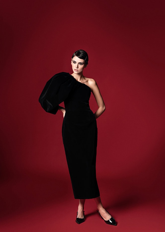 ADRIANA BLACK VELVET DRESS